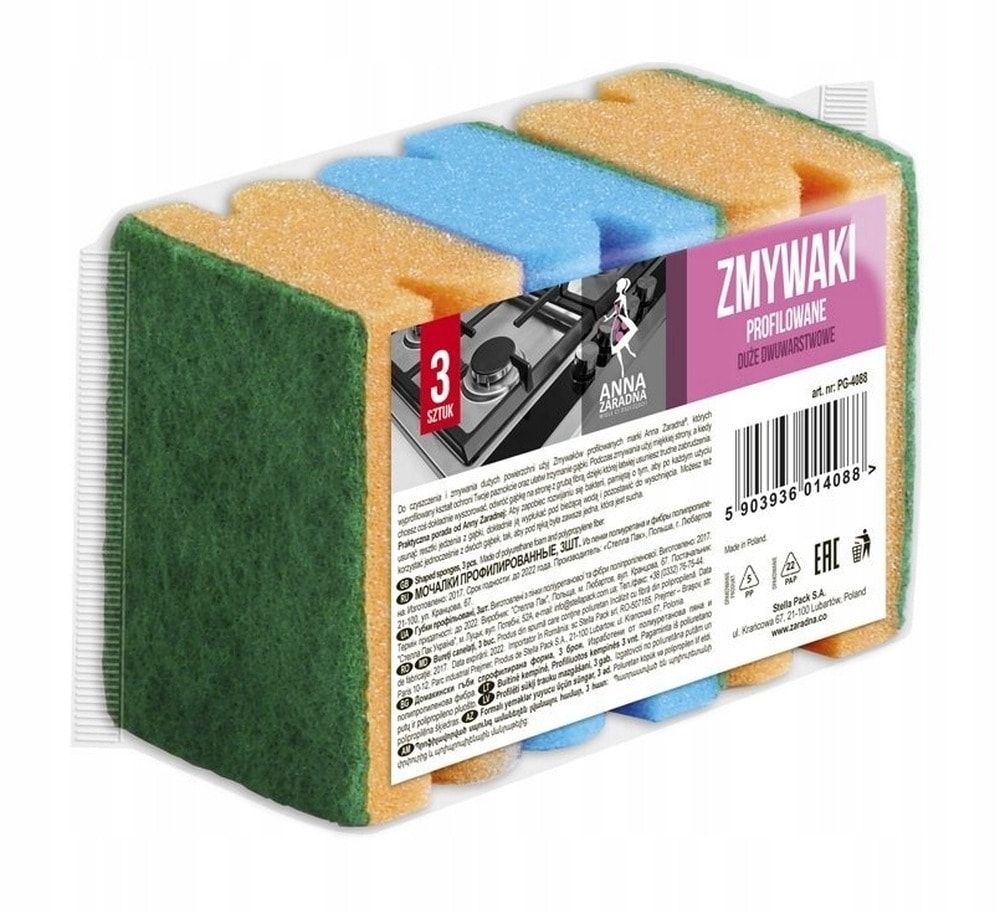 AZ Profiled Sponges - 3 pieces for dishes