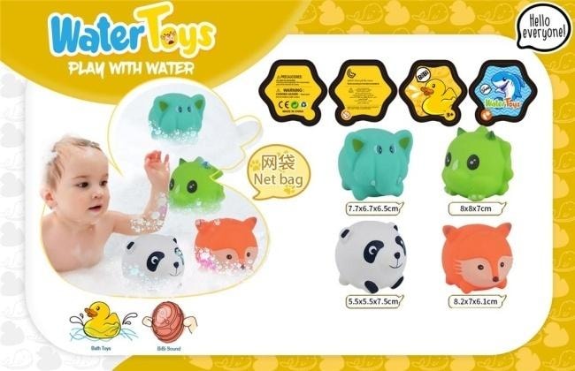 Rubber bath animals 4 pieces - perfect for water play