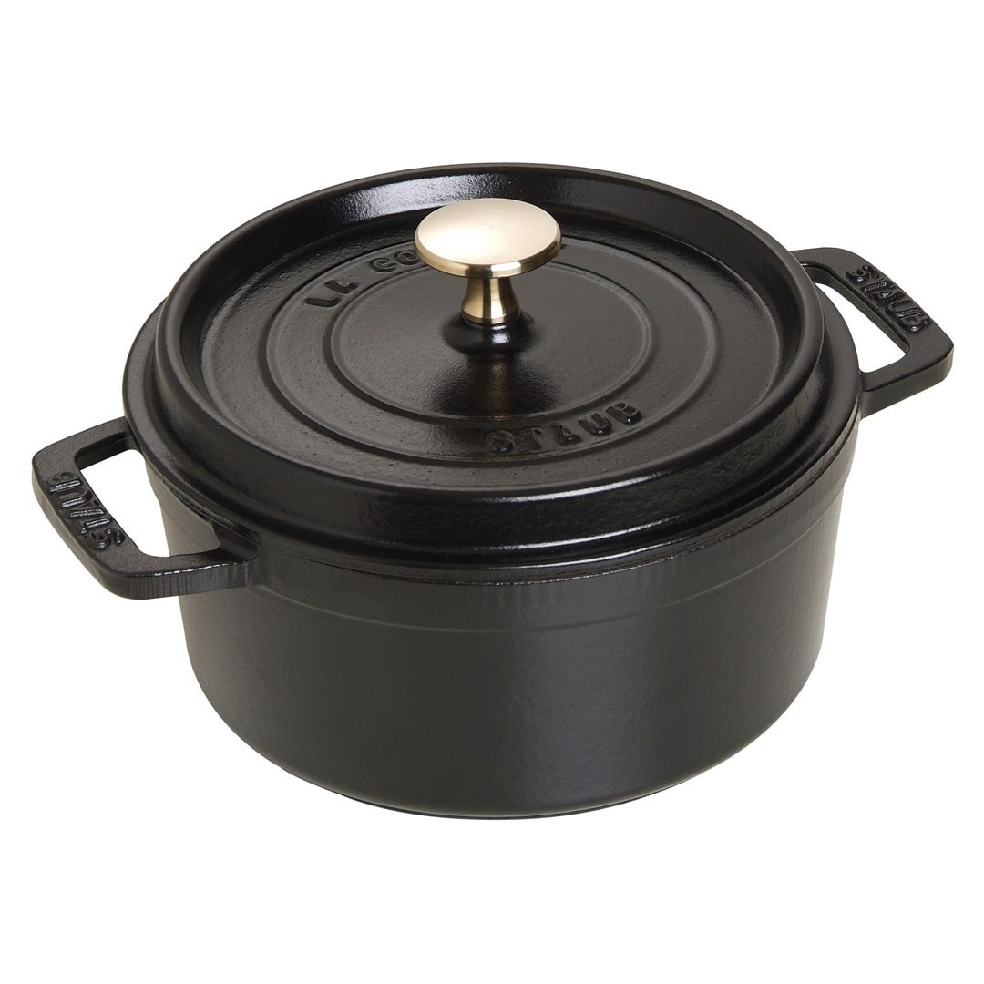 Staub Cast iron round pot - black 1.7 l for baking and stewing
