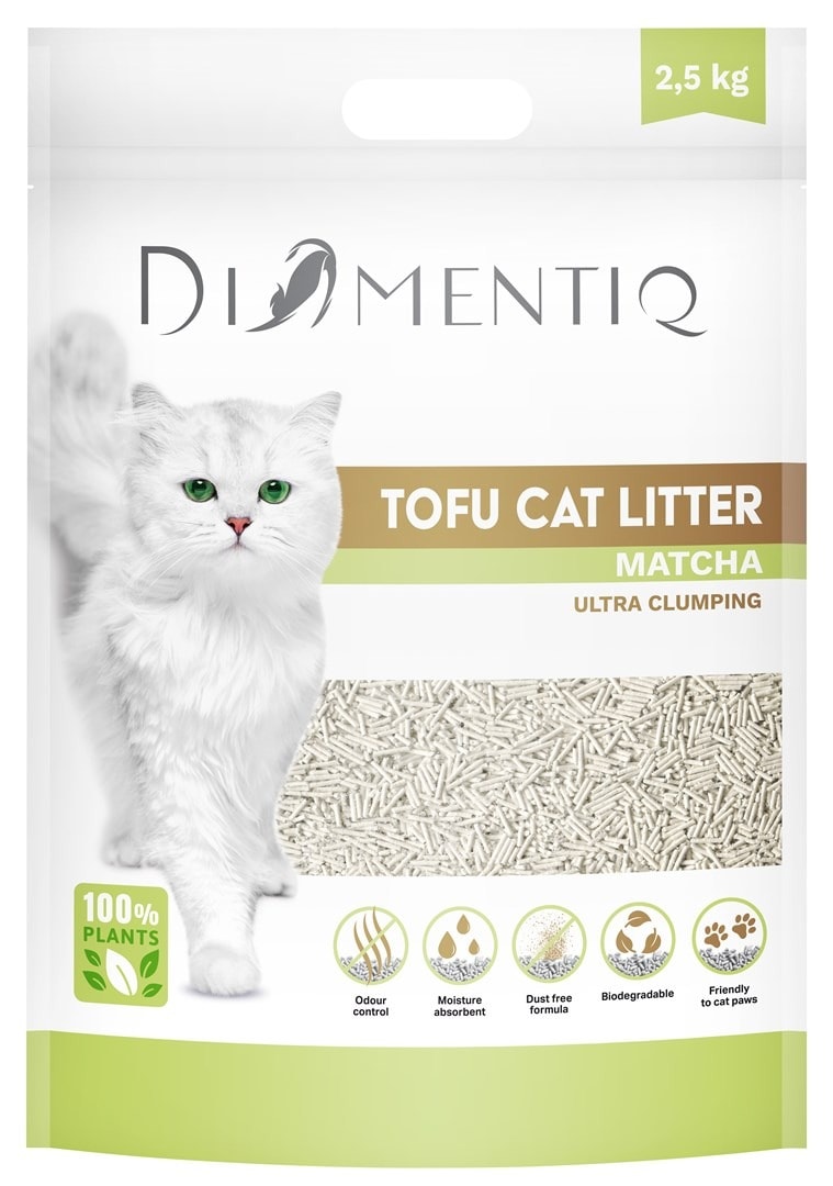DIAMENTIQ Tofu Clumping Litter MATCHA 2.5 kg - natural and fresh