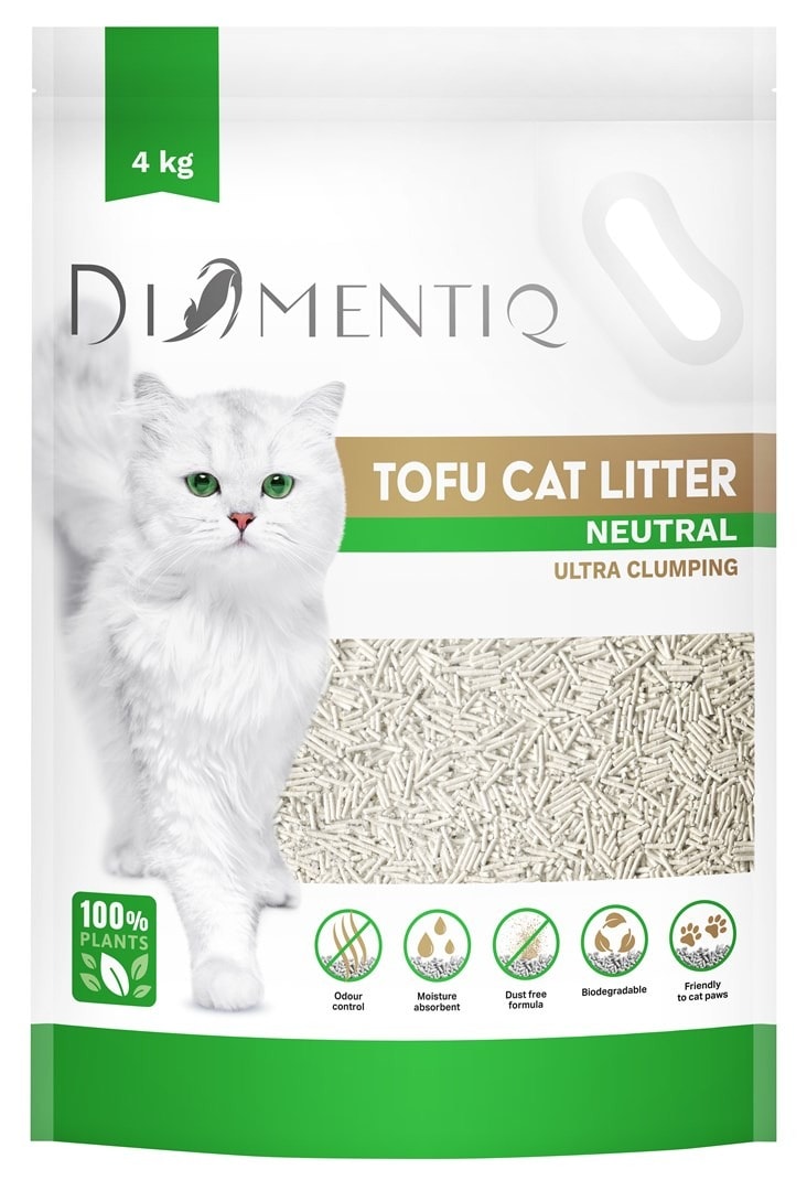 DIAMENTIQ Tofu Clumping Cat Litter 4 kg Natural - Comfort and cleanliness for your cat
